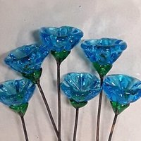 March Aquamarine bellflower miniature glass flower headpins March birthstone tiny small glass flowers on wire individually crafted lampwork