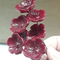 Dark Red Brown Garnet Glass Flower headpins, January birthstone gift, tiny small mini glass flowers on wire; lampwork, jewelry, mixed media