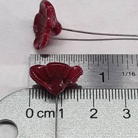 RED POPPY glass flower headpins miniature small tiny glass flowers on wire; individually crafted lampwork, bestseller 1/2 inch in 5in wire