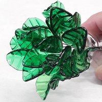 Bent Medium Green Leaf - Glass Leaf Headpins, tiny small glass leaf shape on wire, bouquets, mixed media, mosaic, jewelry, wedding decor