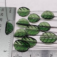 Bent Sage Green Leaf, Glass leaf headpins tiny small glass leaf shape on wire; handcrafted lampwork, mixed media, jewelry, wedding host gift