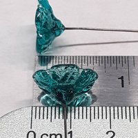 Light Seagreen Teal glass flowers on wire, tiny small mini handcrafted lampwork, jewelry, mixed media, wedding, cake decor, small great gift