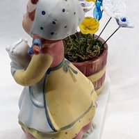 A bucket of flowers for this country girl and her friend- vintage porcelain vase