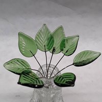 Elegant Sage Green Glass Leaf Headpins;tiny small glass leaf shape on wire; handcrafted lampwork, jewelry, mixed media, wedding decor, plant