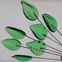 Elegant Medium Green Glass Leaf Headpins;  tiny, small glass leaf shape on wire. Perfect for jewelry, mixed media, wedding decor, host gift