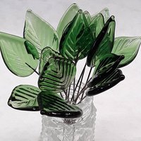 Elegant Sage Green Glass Leaf Headpins;tiny small glass leaf shape on wire; handcrafted lampwork, jewelry, mixed media, wedding decor, plant