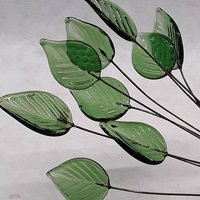 Elegant Sage Green Glass Leaf Headpins;tiny small glass leaf shape on wire; handcrafted lampwork, jewelry, mixed media, wedding decor, plant