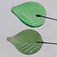 Elegant Medium Green Glass Leaf Headpins;  tiny, small glass leaf shape on wire. Perfect for jewelry, mixed media, wedding decor, host gift