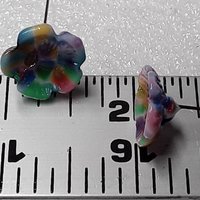 Tie Dye 5-petal glass flower headpins ~ tiny small mini glass flowers on wire; individually crafted lampwork by me in my studio