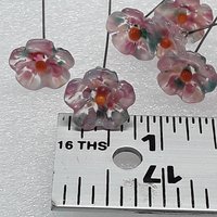 Cherry Blosom 5-petal glass flowers, tiny small mini glass flowers on wire;handcrafted lampwork, jewelry, mixed media, weddings, plant, gift