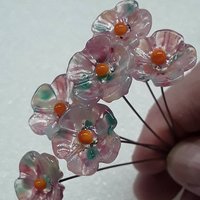 Cherry Blosom 5-petal glass flowers, tiny small mini glass flowers on wire;handcrafted lampwork, jewelry, mixed media, weddings, plant, gift
