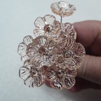 SWEET PEACH glass flower headpins, tiny small mini glass flowers on wire; handcrafted lampwork, jewelry, mixed media, wedding, small gifts