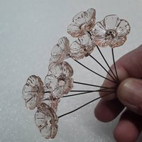 SWEET PEACH glass flower headpins, tiny small mini glass flowers on wire; handcrafted lampwork, jewelry, mixed media, wedding, small gifts