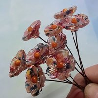 Sedona Desert 5-petal glass flowers, tiny small miniature glass flowers on wire; lampwork, jewelry, mixed media, wedding, southwest
