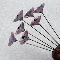 Lavender Garden glass 5-petal mini glass flowers, tiny, small glass flowers on wire; hadcrafted lampwork, jewelry, mixed media, plant gift