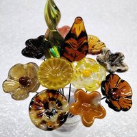 FALL IN LOVE Bouquet mixed glass flower/leaf bouquet, tiny mini small glass flowers, fall host gift, autumn bouquet, jewelry, wedding decor