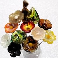 FALL IN LOVE Bouquet mixed glass flower/leaf bouquet, tiny mini small glass flowers, fall host gift, autumn bouquet, jewelry, wedding decor