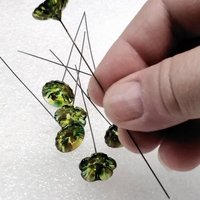 Camo glass flower headpins, glass on wire, jewelry supply or bouquet, fall, hunter, camouflage, woods, cabin, rustic, lampwork handmade