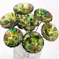 Camo glass flower headpins, glass on wire, jewelry supply or bouquet, fall, hunter, camouflage, woods, cabin, rustic, lampwork handmade