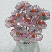 Cherry Blosom 5-petal glass flowers, tiny small mini glass flowers on wire;handcrafted lampwork, jewelry, mixed media, weddings, plant, gift