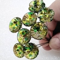Camo glass flower headpins, glass on wire, jewelry supply or bouquet, fall, hunter, camouflage, woods, cabin, rustic, lampwork handmade