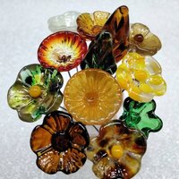 FALL IN LOVE Bouquet mixed glass flower/leaf bouquet, tiny mini small glass flowers, fall host gift, autumn bouquet, jewelry, wedding decor