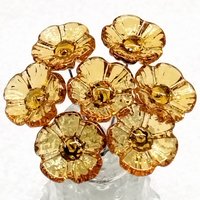 Citrine Golden Glass Flower headpins; tiny small mini glass flowers on wire; November Birthstone; jewelry, gift, curio, windowsill, handmade