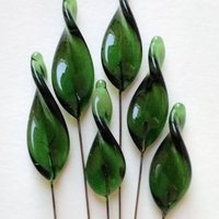 Sage Twist Spike/Leaf glass headpins;  small, tiny miniature flowers on wire  ~ individually crafted lampwork