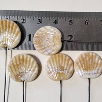 Shell Fan miniature flower glass headpins;  tiny small mini glass flowers on wire; individually crafted lampwork