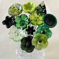 IRISH CELTIC Bouquet ~ glass flower bouquet, tiny small miniature glass flowers; individually crafted lampwork, irish gift, greenspace curio