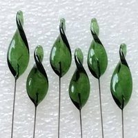 Sage Twist Spike/Leaf glass headpins;  small, tiny miniature flowers on wire  ~ individually crafted lampwork