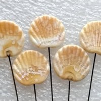 Shell Fan miniature flower glass headpins;  tiny small mini glass flowers on wire; individually crafted lampwork