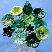 IRISH CELTIC Bouquet ~ glass flower bouquet, tiny small miniature glass flowers; individually crafted lampwork, irish gift, greenspace curio