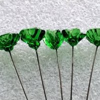 Kelly Green (medium) Irish glass flowers; small tiny mini glass flowers on wire; handcrafted lampwork, jewelry, mixed media, wedding, gifts