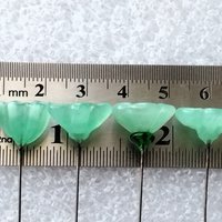 Jadeite Green Glass Flower Bouquet; set/12 tiny small mini glass flowers; handcrafted lampwork flowers vintage on 5inch stainless steel wire