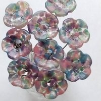 SPRING PASTELS glass flowers tiny small mini glass flowers on wire; handmade lampwork, jewelry, mixed media, gifts, bouquets, wedding decor