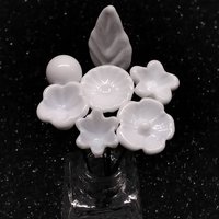 Solid White MILK GLASS miniature glass flowers; tiny small mini glass flowers on wire; lampwork, jewelry, mixed media, wedding, gifts