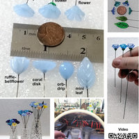 CORAL SPRINKLE SURPRISE miniature flower glass headpins; tiny small mini glass flowers on wire; individually crafted lampwork, jewelry, gift