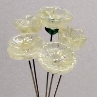 LEMONADE MOTTLE glass flower headpins ~ tiny small mini glass flowers on wire; individually crafted lampwork UV glow reactive!