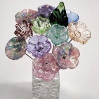 SPRING PASTELS Bouquet ~ glass flower/leaf bouquet, tiny small glass flowers; handcrafted lampwork, gift, wedding, pastel, jewelry, baby