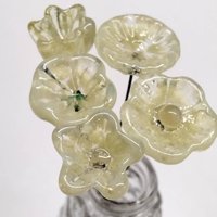 LEMONADE MOTTLE glass flower headpins ~ tiny small mini glass flowers on wire; individually crafted lampwork UV glow reactive!