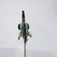 NEW! TURQUOISE FISH glass miniature 5" high; small, tiny fish sculpture on wire  ~ tiny, small miniature glass sculpture