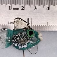 NEW! TURQUOISE FISH glass miniature 5" high; small, tiny fish sculpture on wire  ~ tiny, small miniature glass sculpture