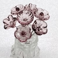 LIGHT ROSE' WINE 5-petal glass flower headpins ~ tiny small mini glass flowers on wire; handcrafted lampwork,