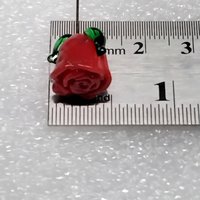 GLASS ROSES mini tiny small glass rose flower on 5in wire headpins;  each made by me. Great for special gift, jewelry, plant pick, bouquet