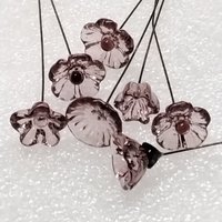 LIGHT ROSE' WINE 5-petal glass flower headpins ~ tiny small mini glass flowers on wire; handcrafted lampwork,