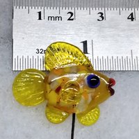 New! SUN SPRINKLES FISH glass miniature 5" high; handmade lampwork small fish sculpture on wire  ~ tiny small miniature glass sculpture