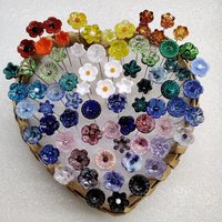 PLETHORA MIX!  Glass flower headpins ~ Miniature tiny small glass flowers on wire - flower bouquet; individually crafted lampwork