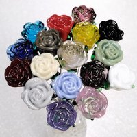 GLASS ROSES mini tiny small glass rose flower on 5in wire headpins;  each made by me. Great for special gift, jewelry, plant pick, bouquet