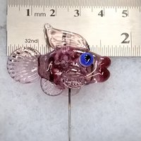 HOTLIPS FISH glass sculpture 5" high; handmade lampwork small fish sculpture on 20 gauge wire  ~ tiny small miniature glass sculpture